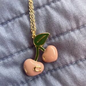 Pink Coach Cherry Necklace